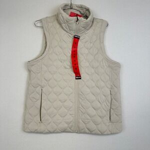 Kirkland Signature Quilted Vest Full Zip Beige Women's Medium